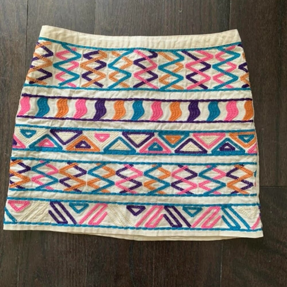 Linen & Cotton embroidered summer skirt size S